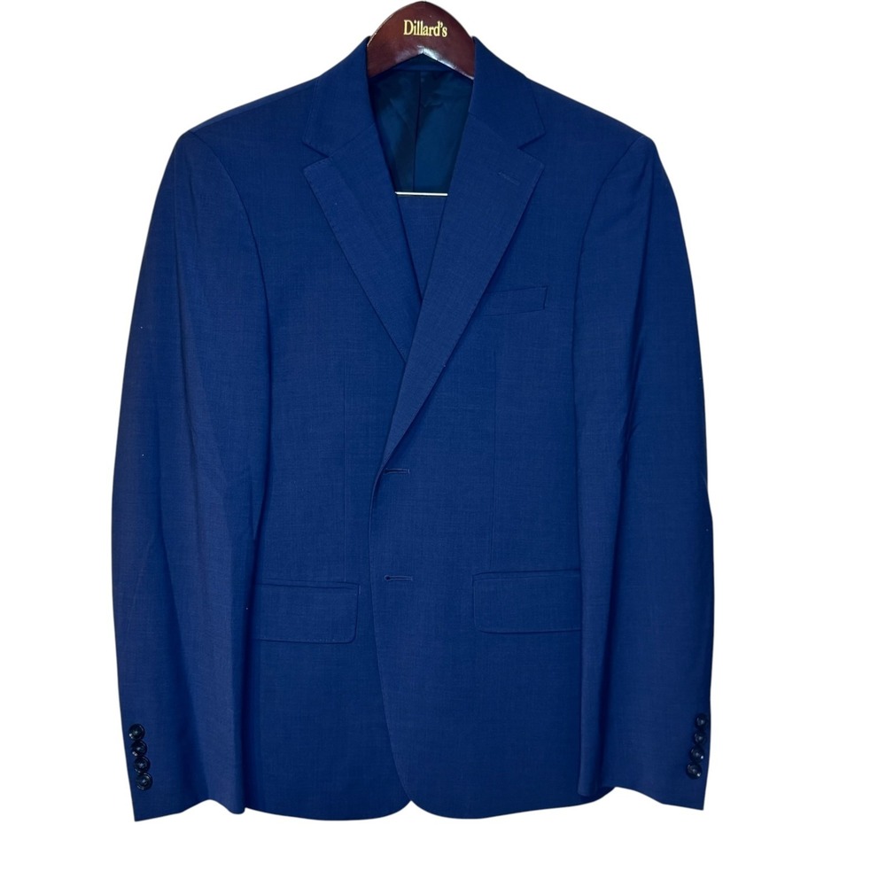 Calvin Klein Mens Suit Extra Slim Fit Wool Stretch Blue 38S 33W 29L 2-Piece